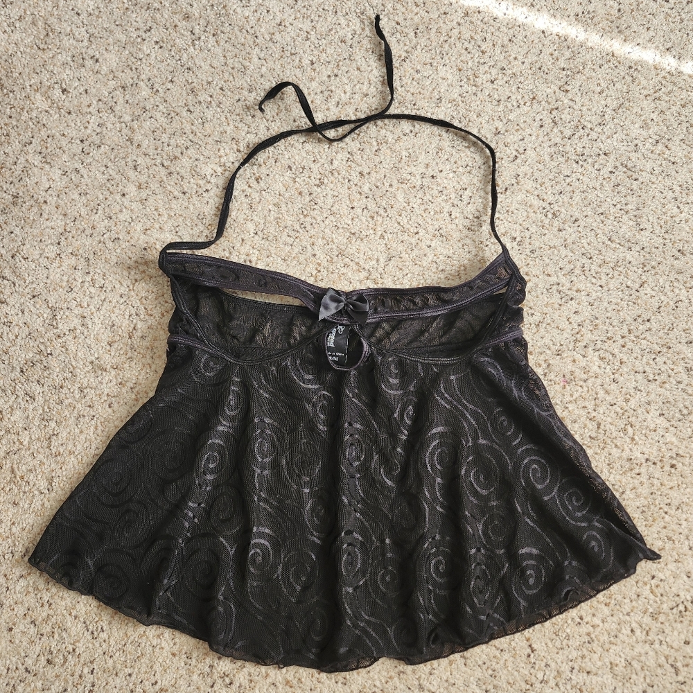 Exposed Black Lace Lingerie Top